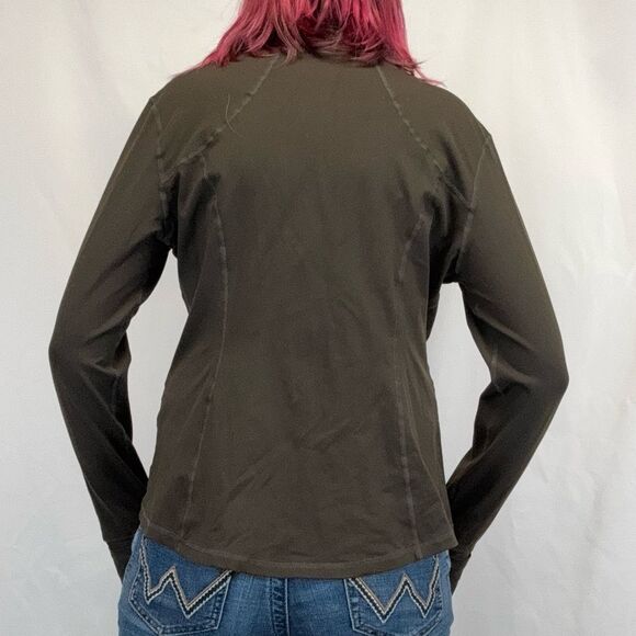 Unbranded Women's Full Zip Track Jacket L LG Large Dark Olive Green Brown Zipper - Picture 2 of 9